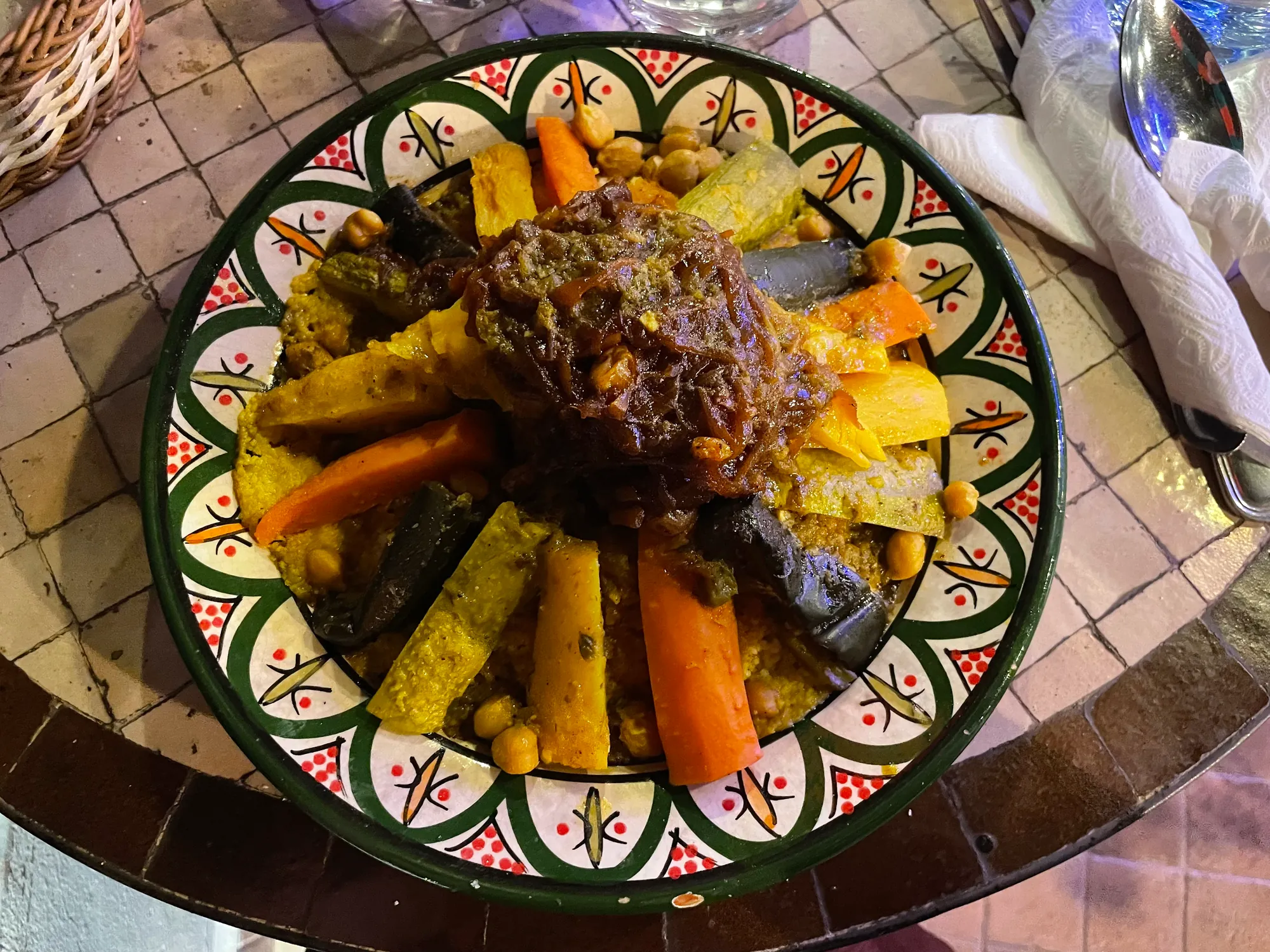 Tagine makfoul — beef with cinnamon, or lamb